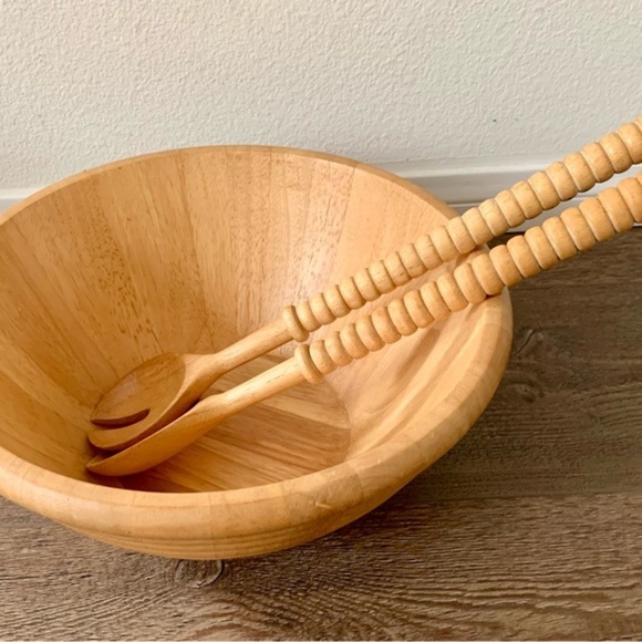 Wooden bowl with 2 spoons - Picture 1 of 14